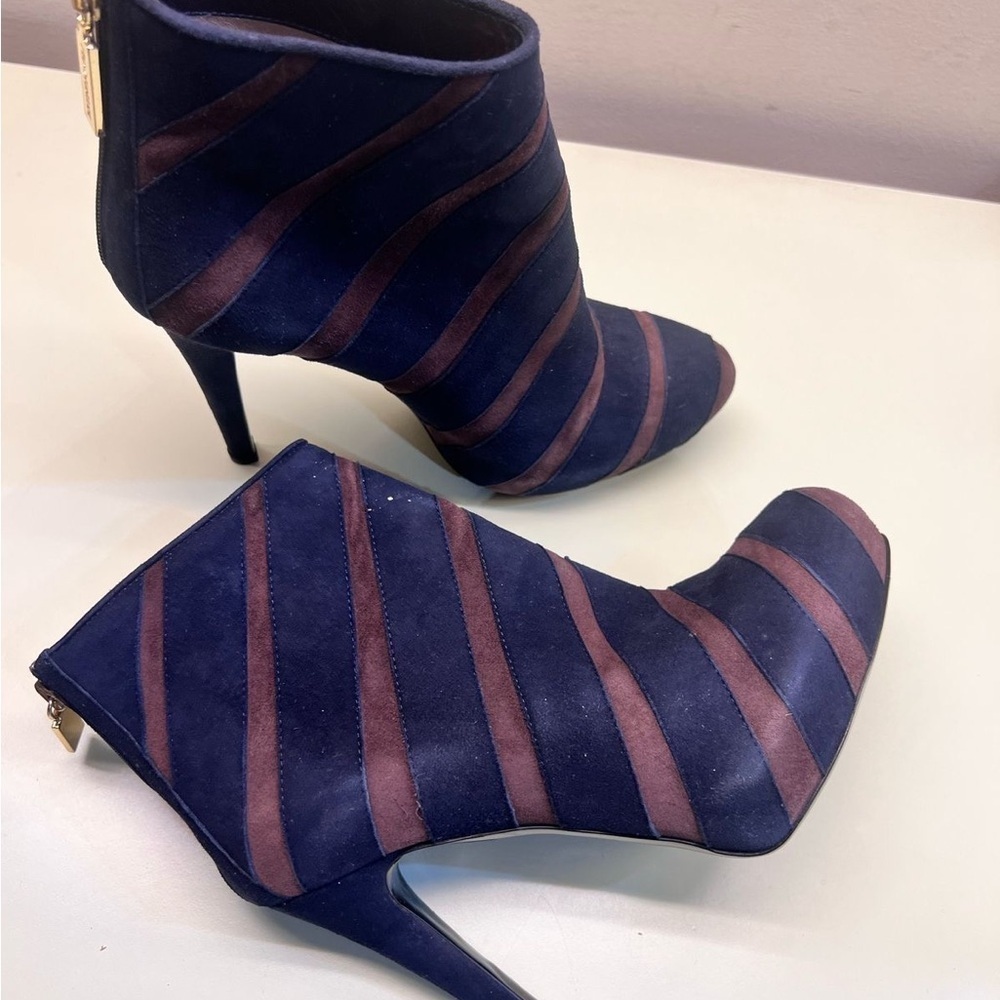 Bruno Magli Blue and Brown Heeled Boots
